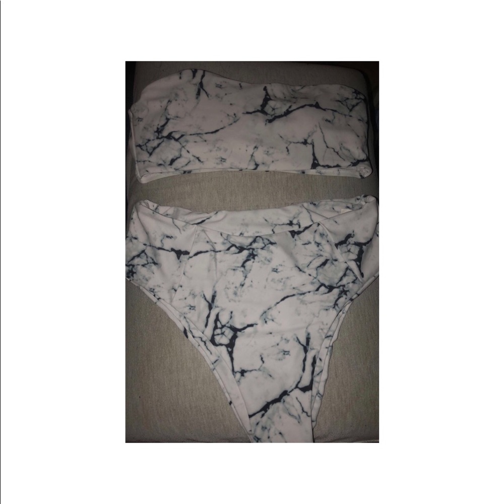 Two Piece White Marble Bikini